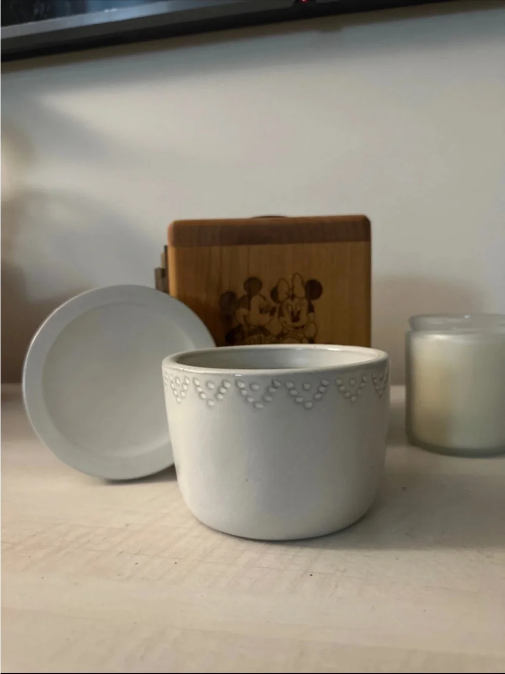 White Ceramic Decorative Ramekin with Beaded Border